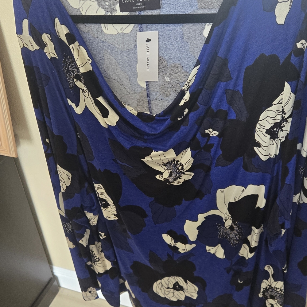 Floral Blue and Black Top
